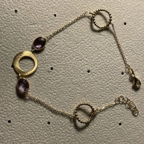 Gold bracelet new with amethyst and lilac stones