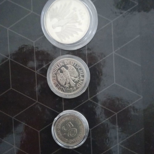 German Mark coins used, set of three