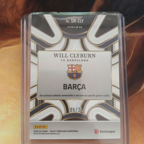 Will Clyburn 2025-26 Panini Select EuroLeague Basketball Card like new, numbered 05/25