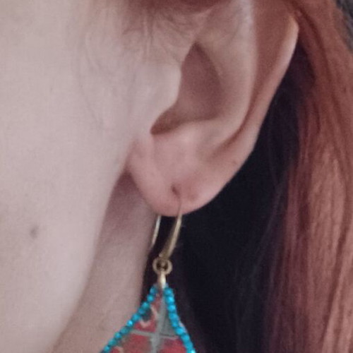 Ethnic hanging earrings like new, blue multicolor