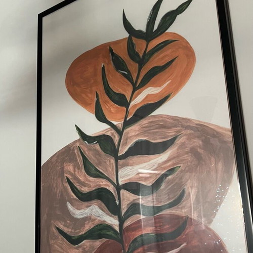 Handpainted paintings with black frame and pastel colors new