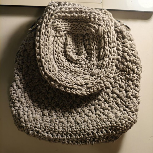 Handmade knitted bag gray like new, DIY opportunity