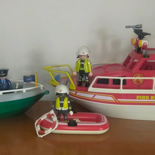 Playmobil fire rescue and police set like new