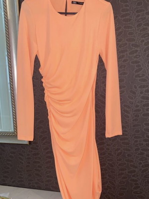 Zara φόρεμα neon μακρυμάνικο xs πορτοκαλί καινούργιο