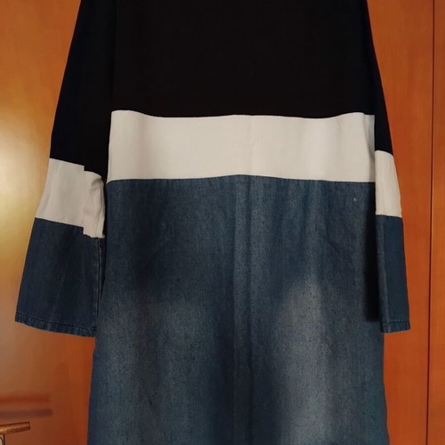 Denim dress like new, half denim and half elastic cotton, white and blue