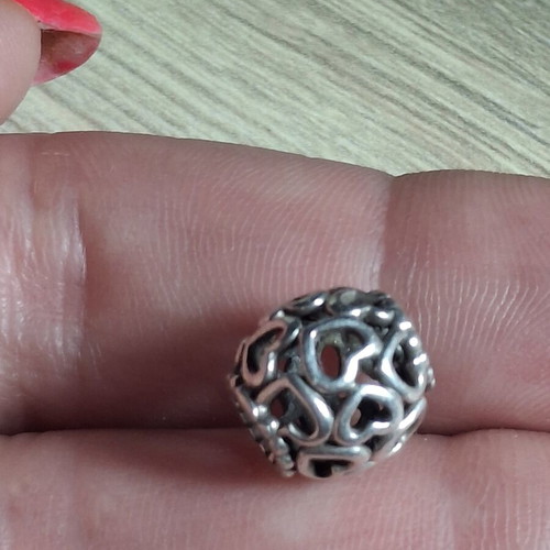 Pandora charm with hearts, silver