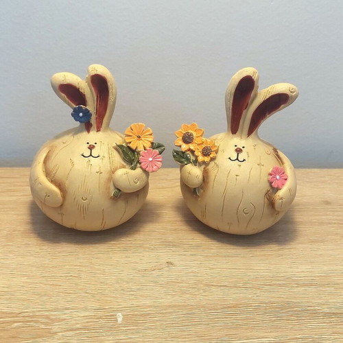 Set of decorative spring bunny figurines
