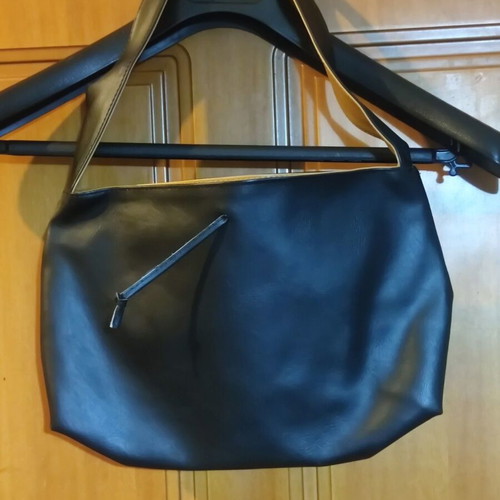 Shoulder bag new, black and beige faux leather