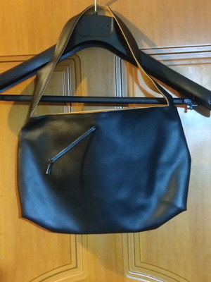 Shoulder bag new, black and beige faux leather