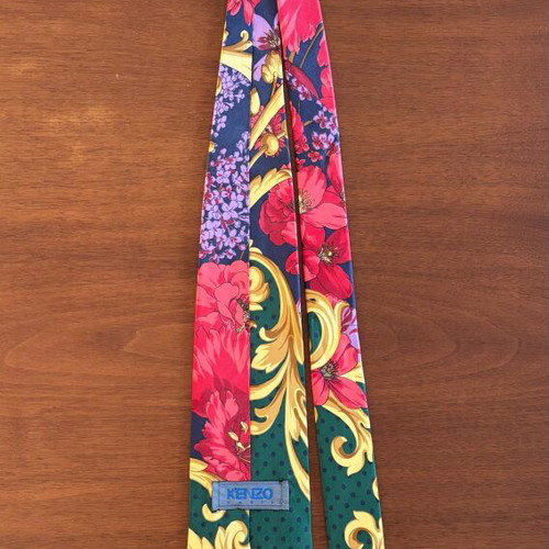 Kenzo vintage silk tie with baroque floral pattern, like new