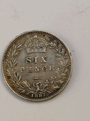 Silver sixpence coin Great Britain 1887