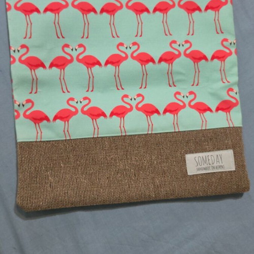 Handmade handbag with flamingo print