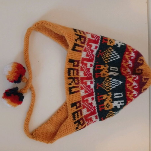 Alpaca wool hat like new, multicolor, from Peru