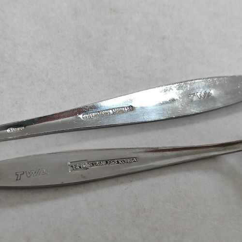 TWA Vintage Cutlery Set used, airline knives forks spoons