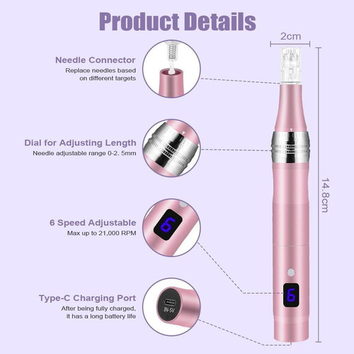 Vicloon Wireless Electric Microneedling Device like new, 5 speeds, LCD