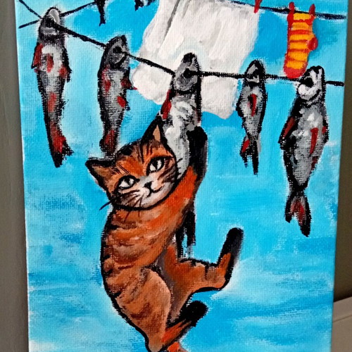 Painting on canvas with acrylics, 13x18cm