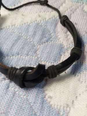 Leather strap men's bracelet used, black