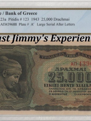 Greece 25,000 Drachmai 1943 PCGS Choice UNC 63 PPQ banknote