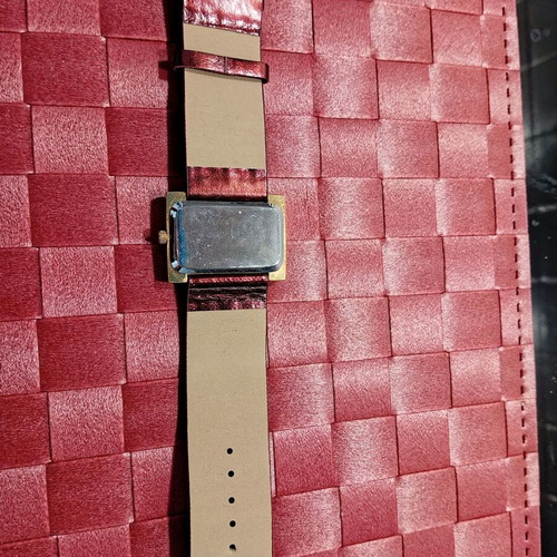 Oriflame women's watch new, gold dial with crystals, burgundy strap