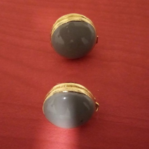 Steel earrings used with gray stone