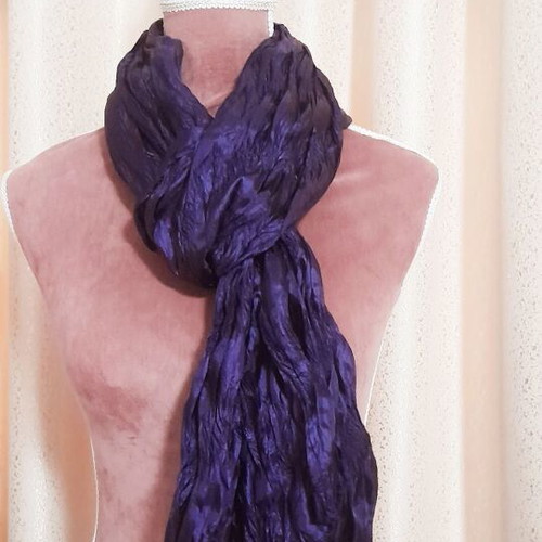 Pashmina scarf new, deep purple crinkle texture