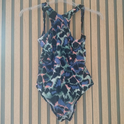 One-piece swimsuit with open back and animal print, like new, ASOS