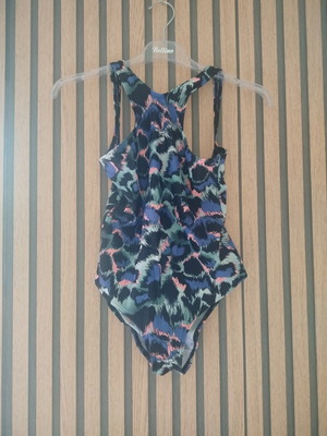 One-piece swimsuit with open back and animal print, like new, ASOS