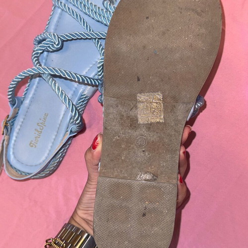 Rope Sandals like new, size 40, blue flat design