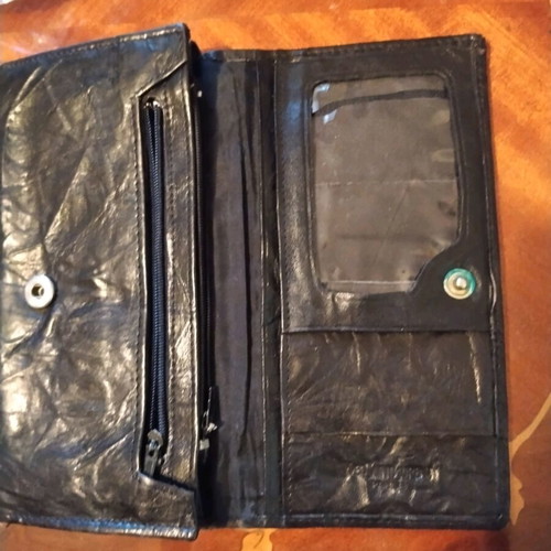 YSL women's wallet used, black leather vintage