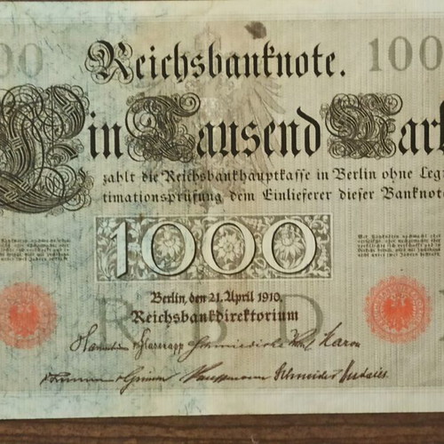 Collectible paper money used, set of 2, German Reich 1910