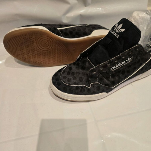 Adidas Originals Continental 80 sneakers like new, black pony-hair with leopard print