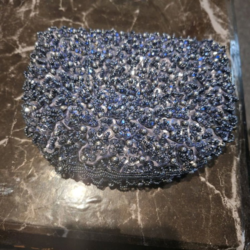 Evening clutch like new with beads and sequins in dark shades