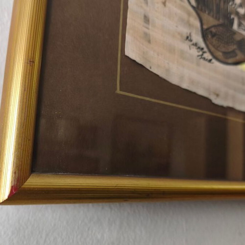 Set of 3 Large Egyptian Papyrus Frames like new, vintage ethnic decor