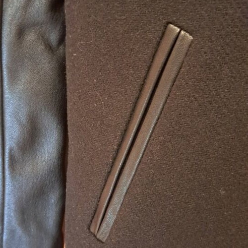 Wool coat with leather sleeves like new, size 42