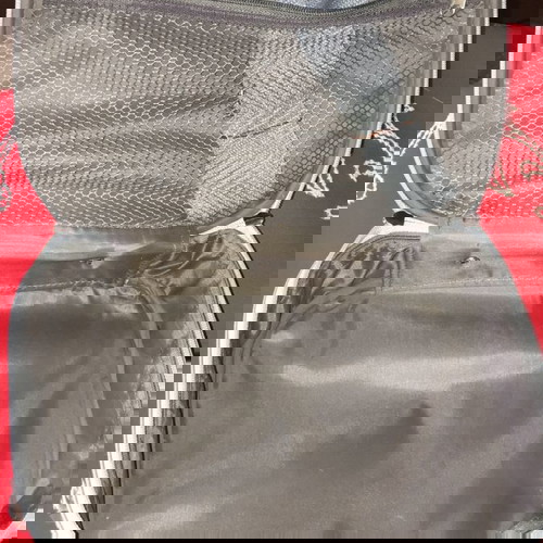 Несесер за козметика употребяван, синьо-сив с дръжка и дълга каишка