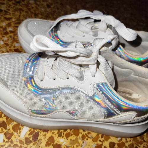 Women's athletic shoes size 37 white silver used