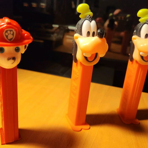 PEZ Dispensers used, 3 Marshall and 2 Goofy Disney