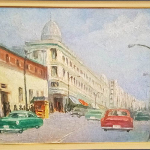 Λεωνίδας Τσεμπερώφ Ελαιογραφία Οδός Σταδίου Μεγάλη Κορνίζα