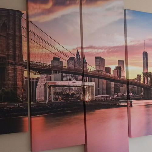 Canvas painting pentaptych 'Brooklyn Bridge' like new