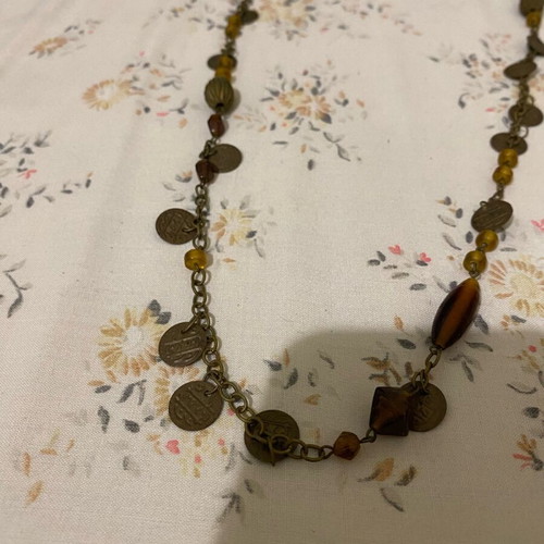 Metal necklace like new, beige and brown