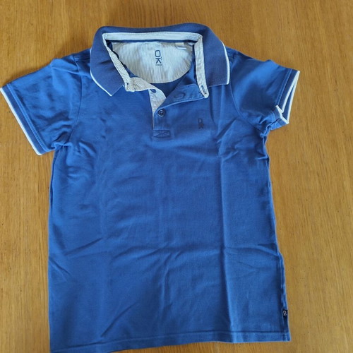 Okaidi polo shirt used for boys age 7-8, size 122-128 cm, blue-white