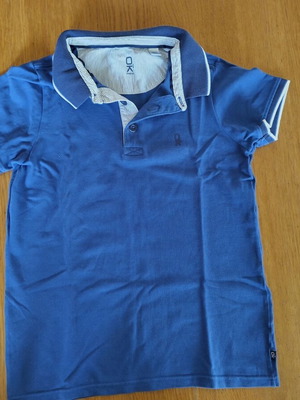 Okaidi polo shirt used for boys age 7-8, size 122-128 cm, blue-white