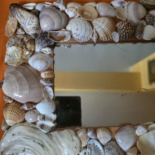 Small decorative mirror with seashells like new