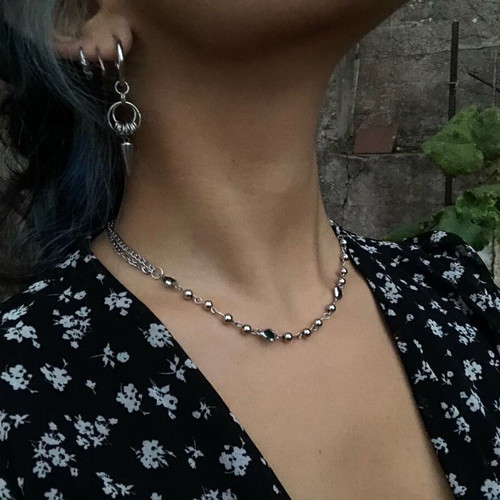 Fairy Y2k Boho Alternative Gothic Grunge Necklace new, green and silver