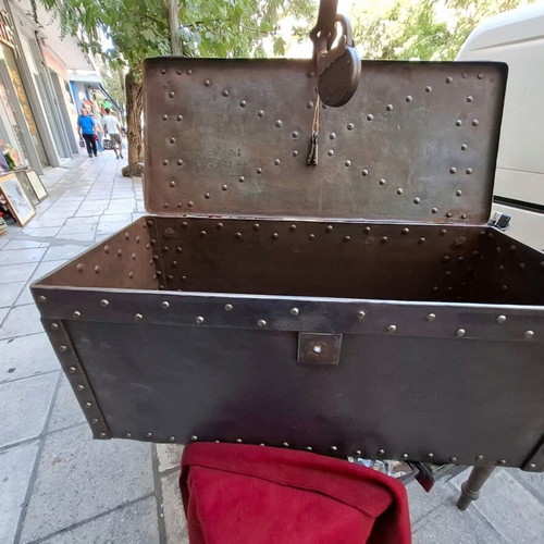 Wrought Iron Safe Like New, Handmade with Rivets