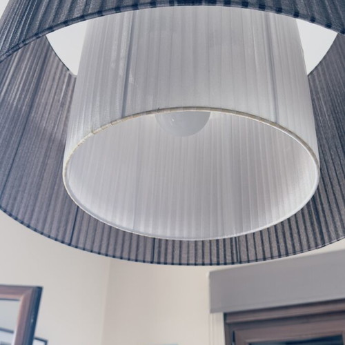 Modern fabric pendant ceiling light, dark anthracite