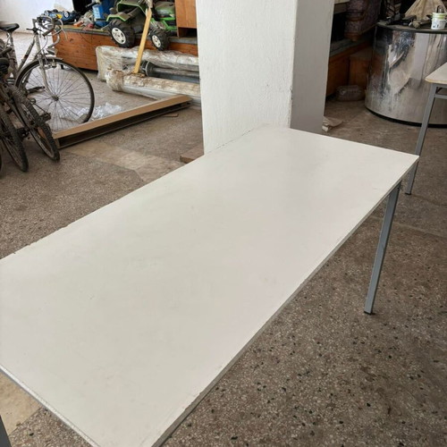 Professional tables used, pack of 70, metal base with wooden PVC top