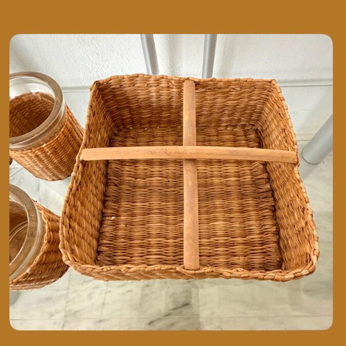 Decorative tealight set and holder with handmade wicker lining new