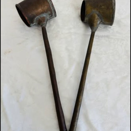 Cypriot Brass Briki for Ouzaki Coffee Used, Set of 2