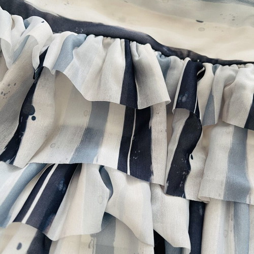 Short skirt with built-in shorts, white and blue